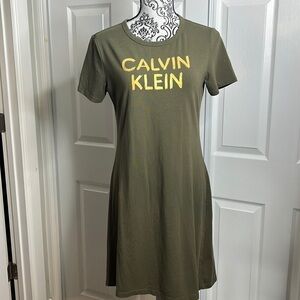 Calvin Klein Green Gold T Shirt Dress S